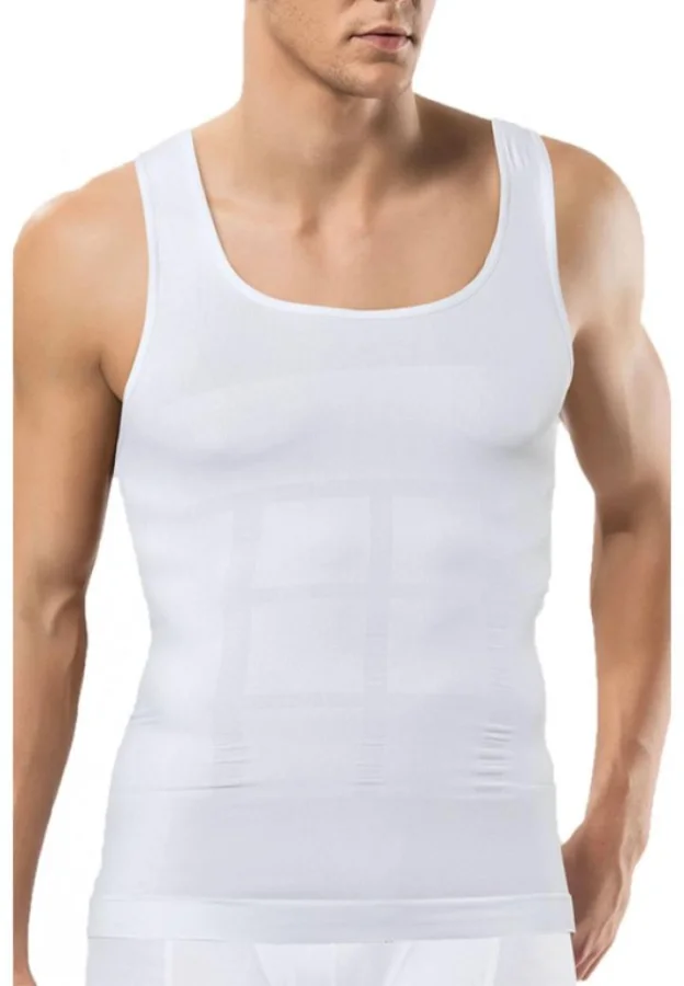Maiou Modelator pentru Bărbați Slim, Material Respirabil, Culoare Alb,Engros