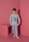 Pijama Băieți cu Mânecă Lungă și Pantaloni Lungi, Imprimeu King Of The Sea,Culoare Gri ,Engros