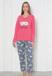 Pijama damă cu mânecă lungă și pantaloni lungi, imprimeu ,,Good Night, Engros