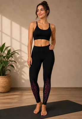 Colanți Sport Penti DUBLI –  Roz Neon &amp; Negru, Decupaj Plasă în Romburi,Engros