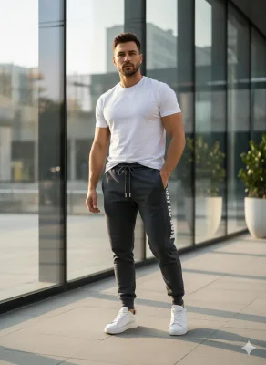 Pantaloni de sport barbat ,culoare gri inchis,Engros