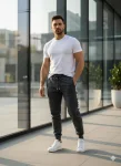 Pantaloni de sport barbat ,culoare gri inchis,Engros
