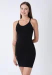 Rochie Corset cu Bretele Reglabile și Bandă din Silicon ,Culoare Negru ,Engros