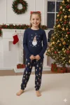 Pijamale de Craciun de copii,cu maneci si pantaloni lungi ,imprimeu pitic si fulgi de zapada ,En-gros