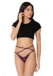 Chiloti Dama Cottonhill, Model Sexy, Tanga cu Barete, Accesorizati,Culoare Mov Inchis, Engros