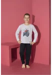 Pijama Băieți cu Mânecă Lungă și Pantaloni Lungi, Imprimeu Motoretă,Culoare Bleu,Engros