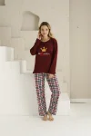 Pijama dama ,maneca lunga si pantalon lung , culoare visiniu, Engros
