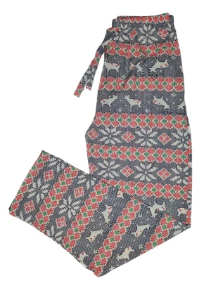 Pantaloni pijama dama Craciun,Culoare Albastru cu Rosu ,Engros