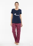 Pijama dama ,cu maneca scurta si pantalon lung ,culoare bleumarin ,Engros
