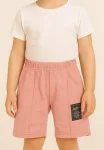 Pantaloni scurți sport copii cu dungă decorativă,Culoare Roz Deschis,Engros