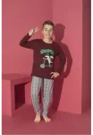 Pijama Băieți cu Mânecă Lungă și Pantaloni Lungi, Imprimeu Scooter,Culoare Bordo,Engros