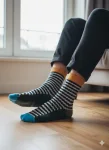 Șosete Bărbătești Organice Fără Cusătură, culoare gri cu dungi,Engros