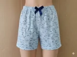Pantalon scurt dama Serena,culoare bleu cu flori,Engros