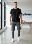 Pantaloni de sport barbat ,culoare gri inchis,Engros
