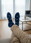 Șosete Bărbătești Organice Fără Cusătură, culoare bleumarin,Engros