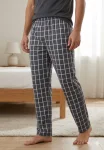 Pantaloni de Pijama Barbati ,Culoare Gri Inchis cu Alb ,Engros