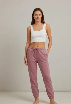 Pantaloni de trening  dama,culoare roz inchis cu elastic și șiret,Engros