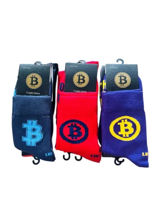 Sosete barbatesti ,Imprimeu Bitcoin,Culoare Diversificata,Engros