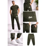 Pantalon Bărbați Trening cu Manșetă,Verde,Engros