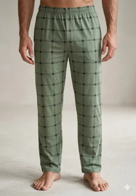 Pantaloni de Pijama Barbati ,Culoare Verde cu Negru, Engros