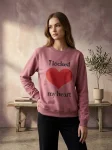 Bluza dama , imprimeu inima rosie,culoare roz inchis ,En-gros