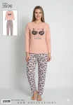 Pijamle, dama cu maneca lunga,cu imprimeu,ursulet negru,Engros