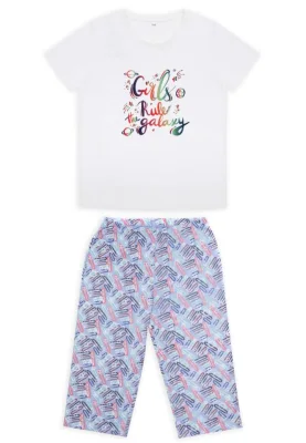 Pijama Dama Mâneca Scurtă și Pantaloni Trei Sferturi –Gril Rule,Engros