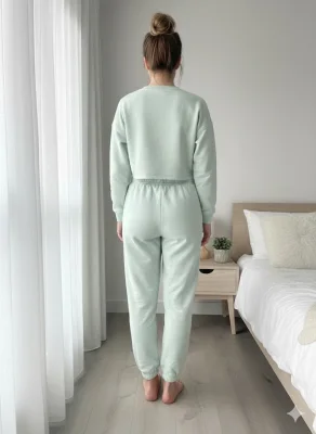 Pantaloni trening dama vatuiti interior,culoare , verde mentă,Engros