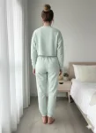Pantaloni trening dama vatuiti interior,culoare verde mentă,Engros