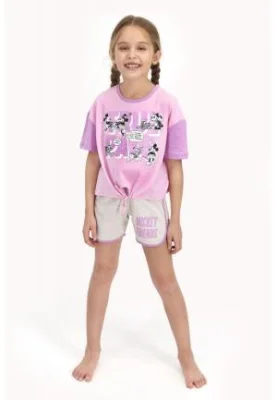 Pijama pentru fetițe Disney, tricou si pantalon scurt, model True Pals, roz Engros