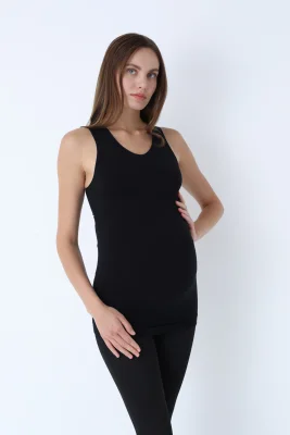 Maiou de Gravidă fără Cusături din Modal ,Culoare Negru,Engros