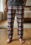 Pantaloni de Pijama Barbati ,Culoare Alb cu Rosu,Engros