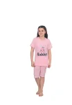 Pijama fetițe cu mânecă scurtă și pantalon 3/4,imprimeu Rabbit, roz deschis Engros