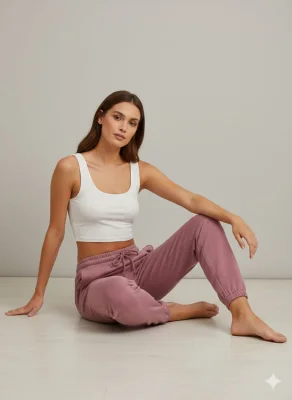 Pantaloni de trening  dama,culoare roz inchis cu elastic și șiret,Engros