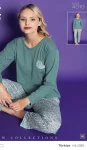 Pijamle, dama cu maneca lunga,cu imprimeu,ursulet negru,Engros