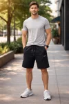 Pantaloni Scurți Bărbați,culoare Negru , Engros