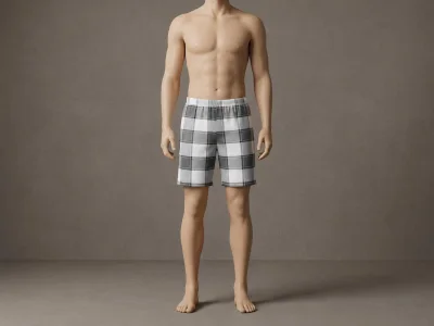 Pantaloni de pijama barbati scurti Serena ,culoare gri cu alb, Engros