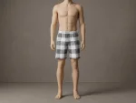 Pantaloni de pijama barbati scurti Serena ,culoare gri cu alb, Engros