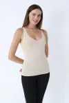 Maiou Dama Modelator in Talie cu Bretele Groase, Culoare Bej,Engros