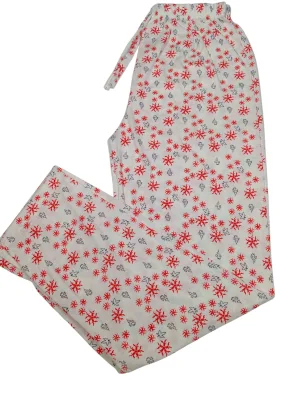 Pantaloni pijama dama Craciun,Culoare Alb cu Rosu,Engros