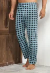 Pantaloni de Pijama ,Big Size ,Barbati,Culoare Turcoaz cu Negru,Engros