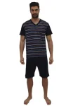 Pijama bărbați din bumbac, mânecă scurtă și pantaloni scurti- culoare negru ,Engros