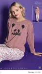 Pijamle, dama cu maneca lunga,cu imprimeu,ursulet negru,Engros