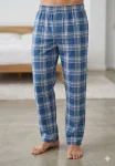 Pantaloni de Pijama Barbati ,Culoare Albastru cu Crem ,Engros