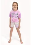 Pijama pentru fetițe Disney, tricou si pantalon scurt, model True Pals, roz Engros