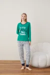 Pijama Dama Craciun " HO HO HO" ,maneca lunga ,pantaloni lungi,Engros