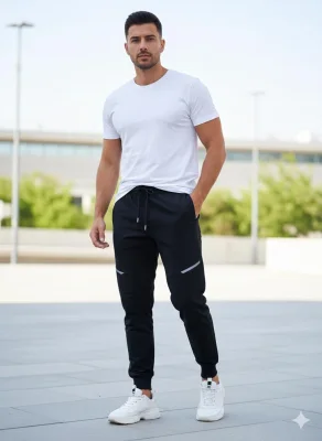 Pantaloni de sport barbat ,culoare negru,Engros