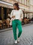 Pantaloni de trening damă,culoare verde cu elastic și șiret,Engros