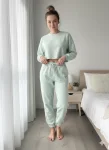Pantaloni trening dama vatuiti interior,culoare , verde mentă,Engros