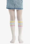 Dres fetițe Penti Young ,,Mini Hearts Line'' 30 DEN, imprimeu dungi colorate, alb Engros